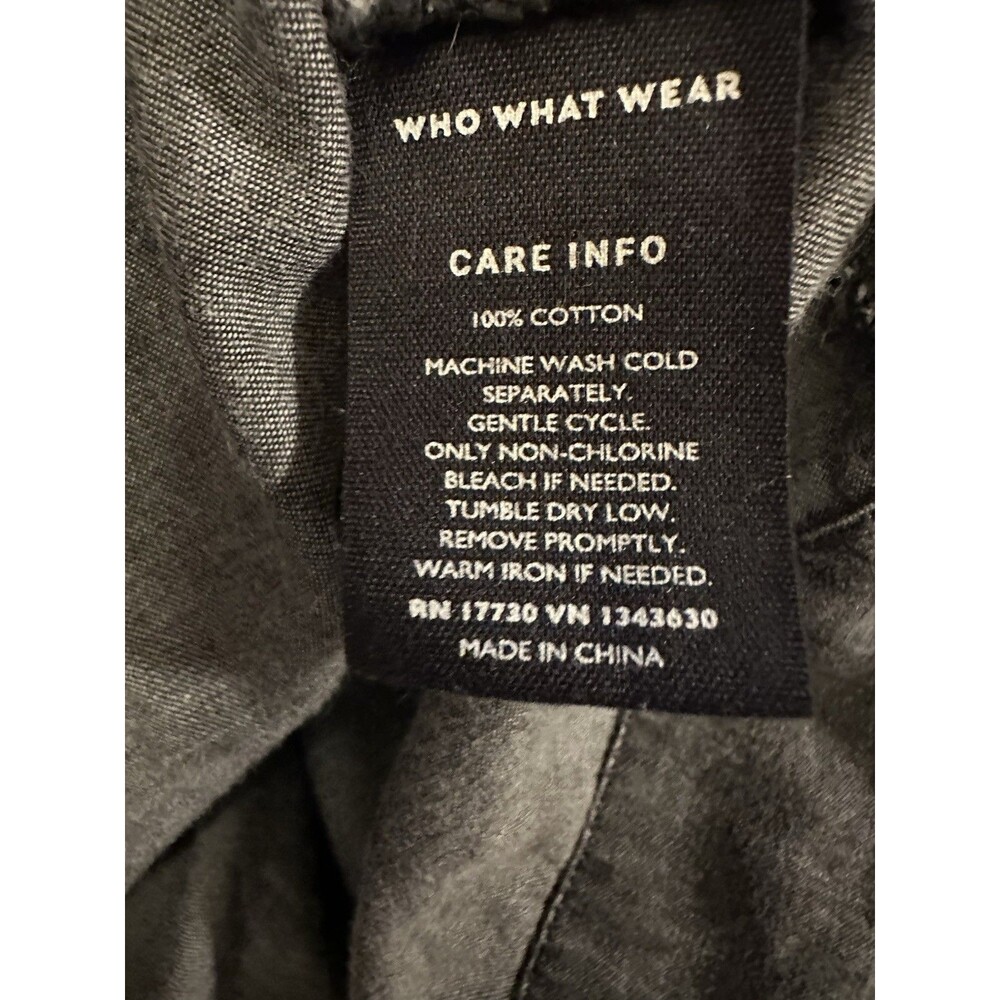 WHO WHAT WEAR 100% Cotton Faded Black Denim Dress Size L Cottage Scandi EUC‎ - Picture 6 of 9